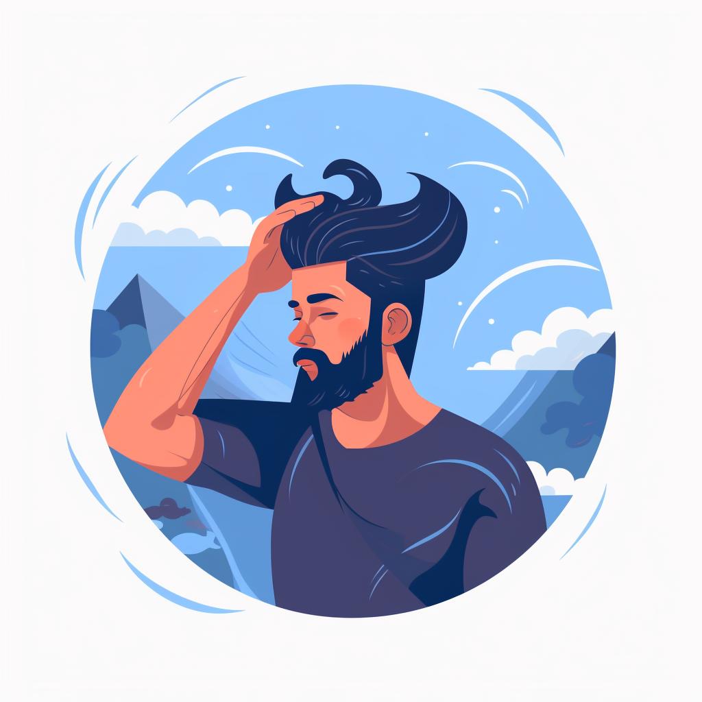 A man combing his hair upwards